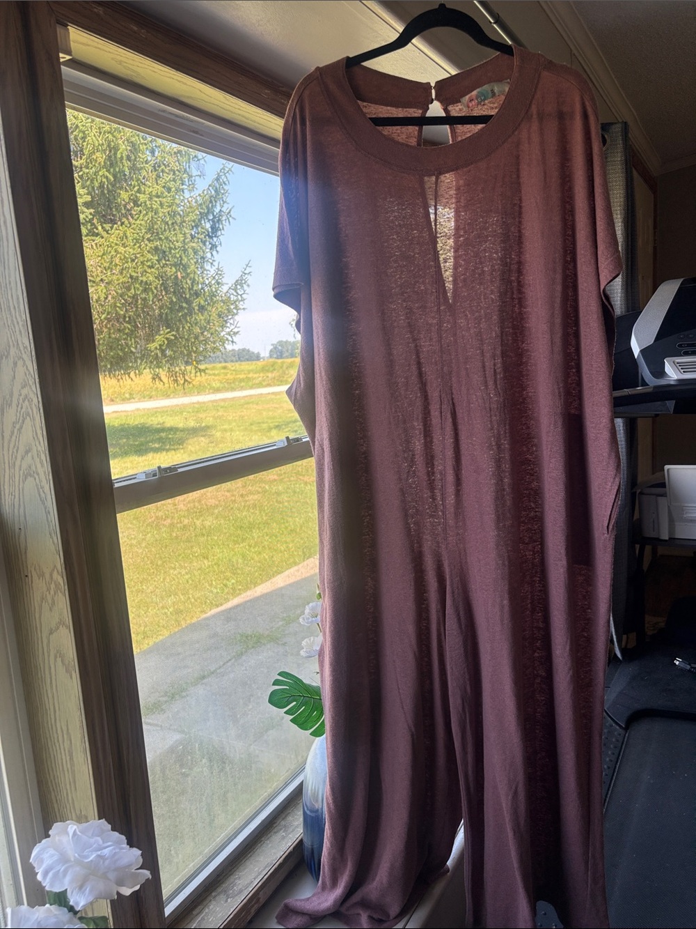 Free People Mauve Short-Sleeve Jumpsuit